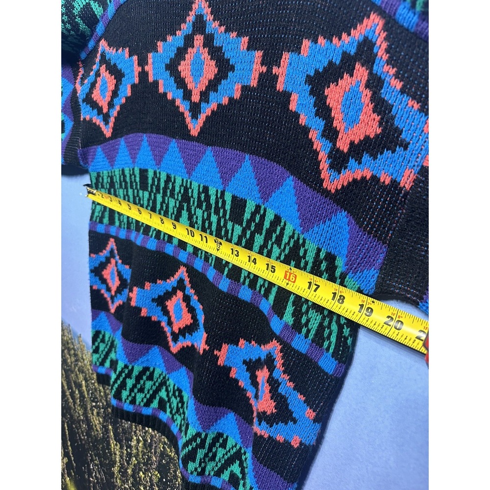Vintage 1992 Croquet Club Acrylic Knit Pullover Turtleneck M Bright Colors - Picture 4 of 6